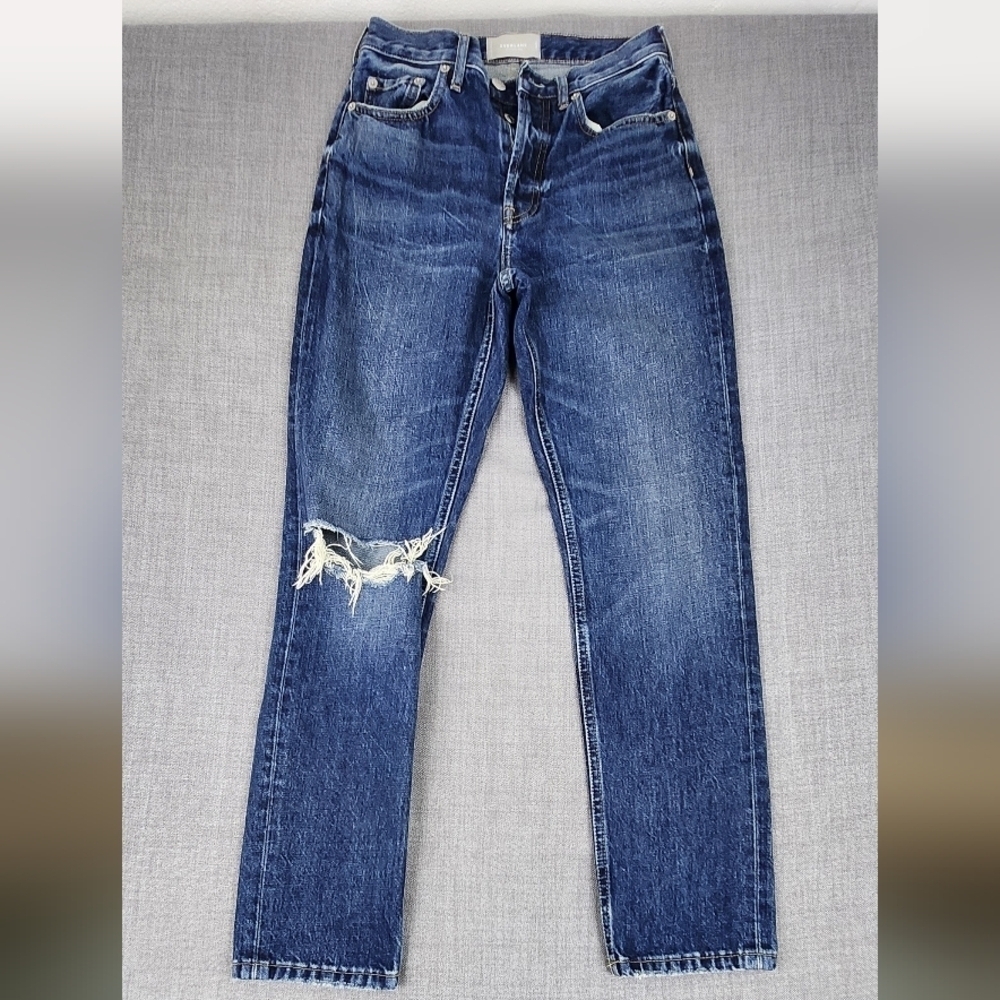 Everlane 100% Cotton The Cheeky Jean Distressed Denim Size 25R